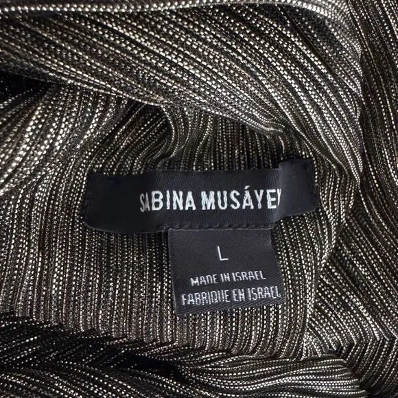 Sabina Musayev Ray Dress in Gold Black Metallic Maxi Gown Glamorous Size L - Picture 9 of 11